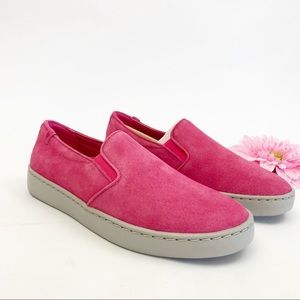 Vionic Mahoney Avery Suede Leather Slip On Sneakers Shoes: Sorbet Pink/Grey